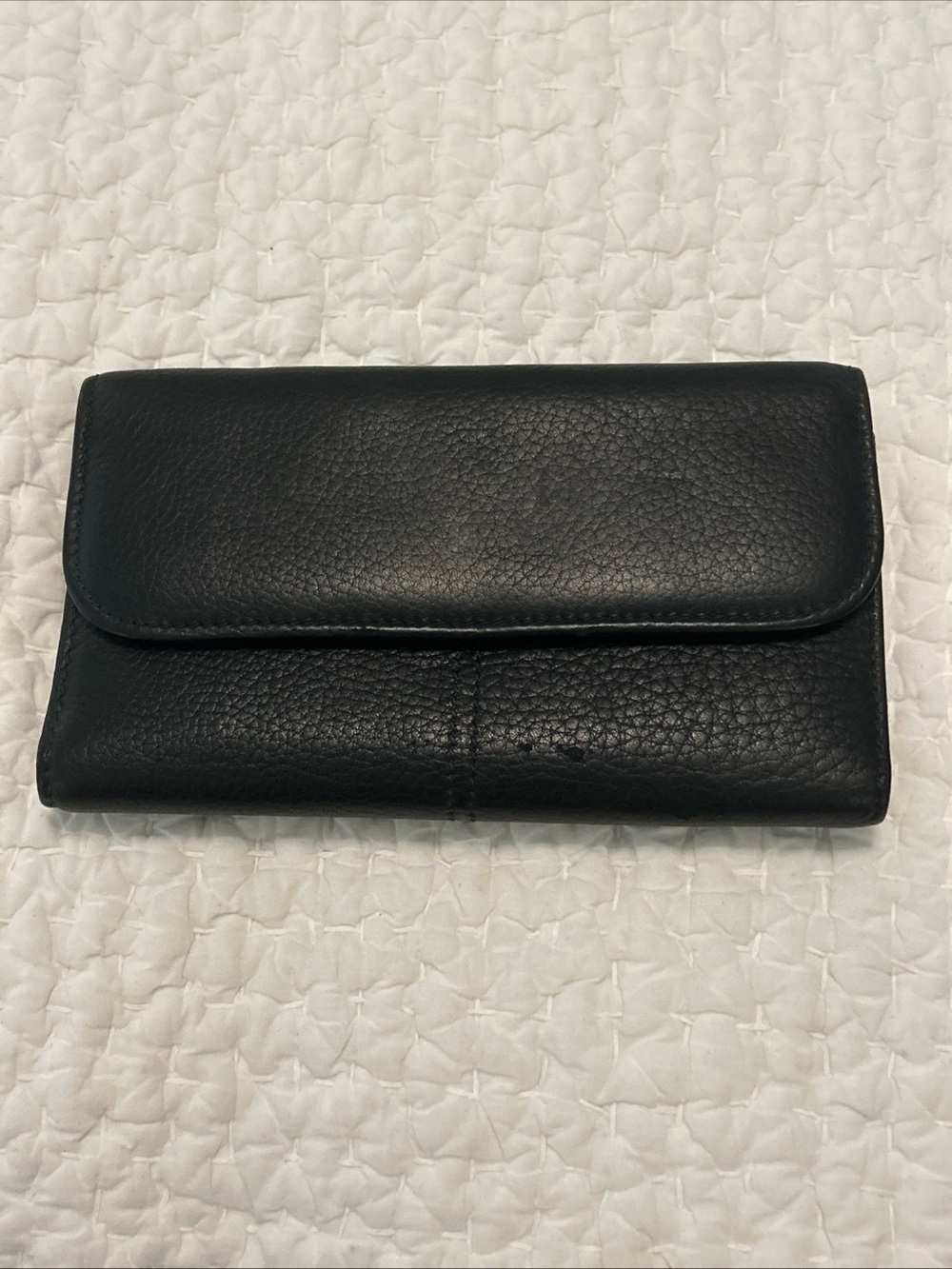 Coach Black Pebbled Leather Checkbook Wallet